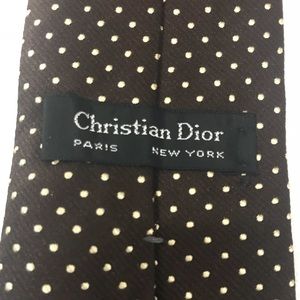 Christian Dior Brown Polka Dot Necktie